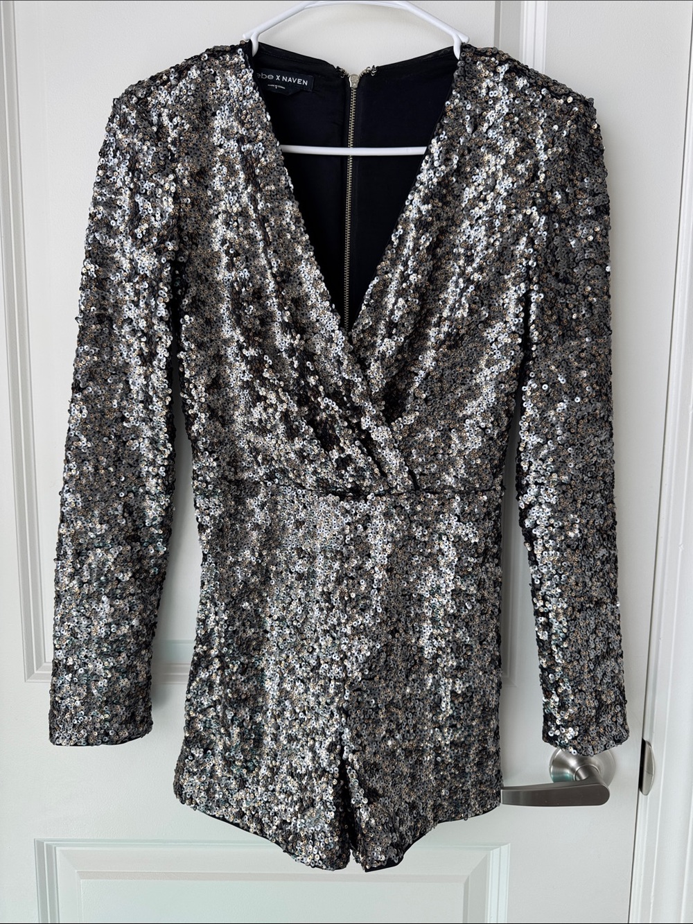 Bebe x NAVEN Sequin Bodycon Romper Bronze Silver Gold Size 0